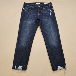 FRAME Denim Garcon Relaxed Boyfriend Crop Distressed Jean, Covant Dark - Size 26